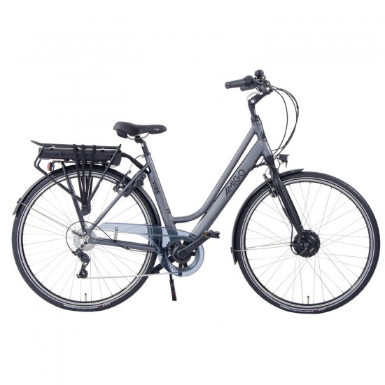 AMIGO Elektrische Stadsfiets E-Vibe D1 28 Inch 51 cm Dames 7V V-Brakes Matgrijs