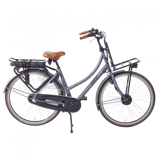 AMIGO Elektrische Transportfiets E-Strong T2 28 Inch 57 cm Dames 3V Rollerbrake Matgrijs